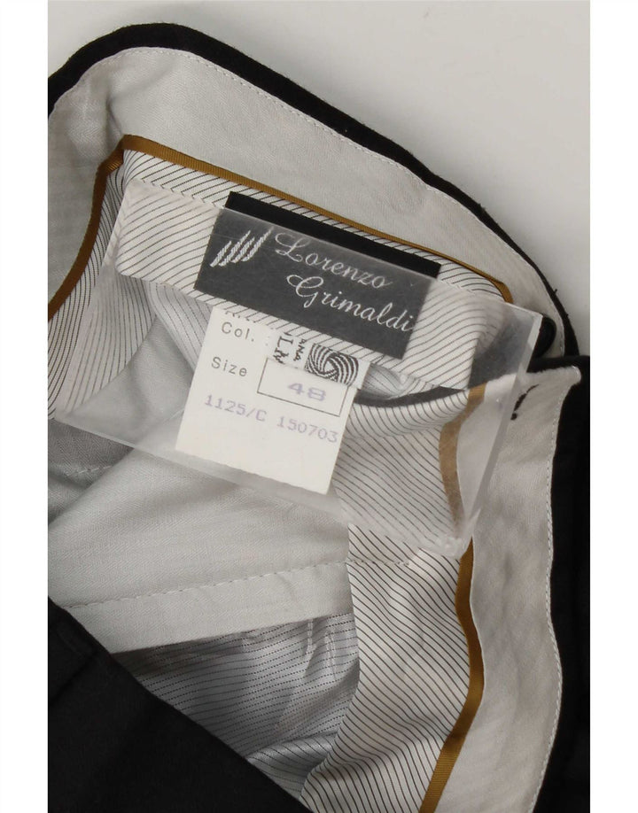 Calça de terno masculina vintage IT 48 médio W32 L34 lã preta