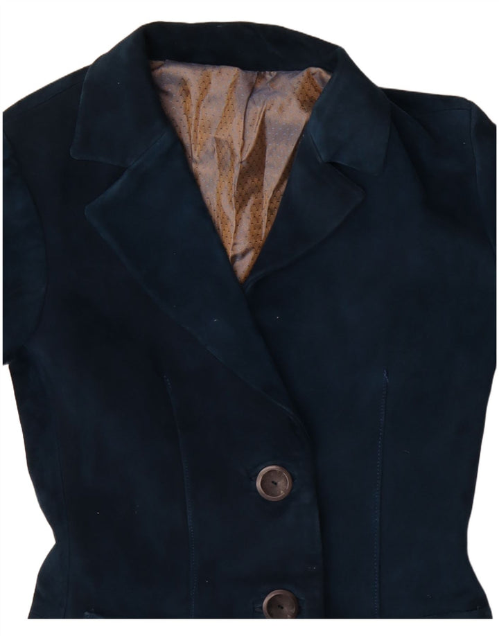 Jaqueta Blazer Vintage Feminina com 2 Botões Reino Unido 4 XS Azul Marinho