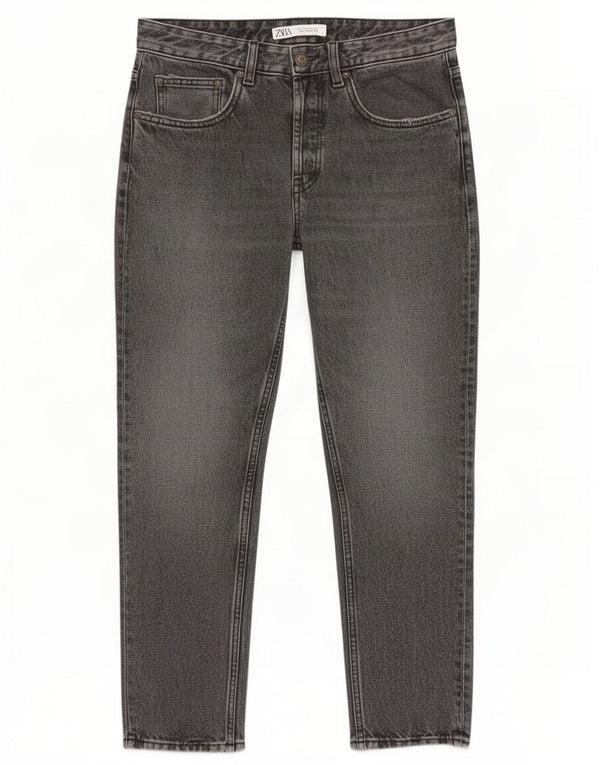 Zara Mens Jeans Cropped Tapered EU 40 Médio W31 L26 Cinza