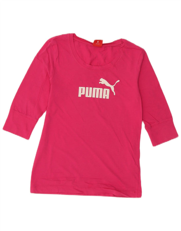 Top gráfico feminino Puma manga 3/4 Reino Unido 12 algodão rosa médio