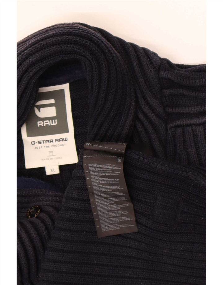 Suéter masculino G-Star com gola redonda e algodão azul marinho XL