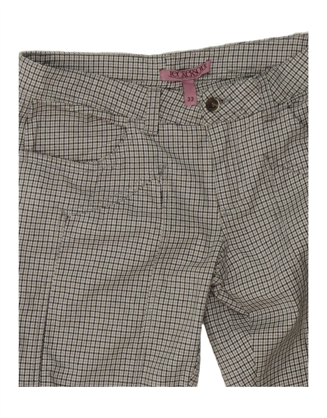 JECKERSON Womens Straight Casual Trousers W33 L33  Grey Houndstooth Cotton Vintage Jeckerson and Second-Hand Jeckerson from Messina Hembry 