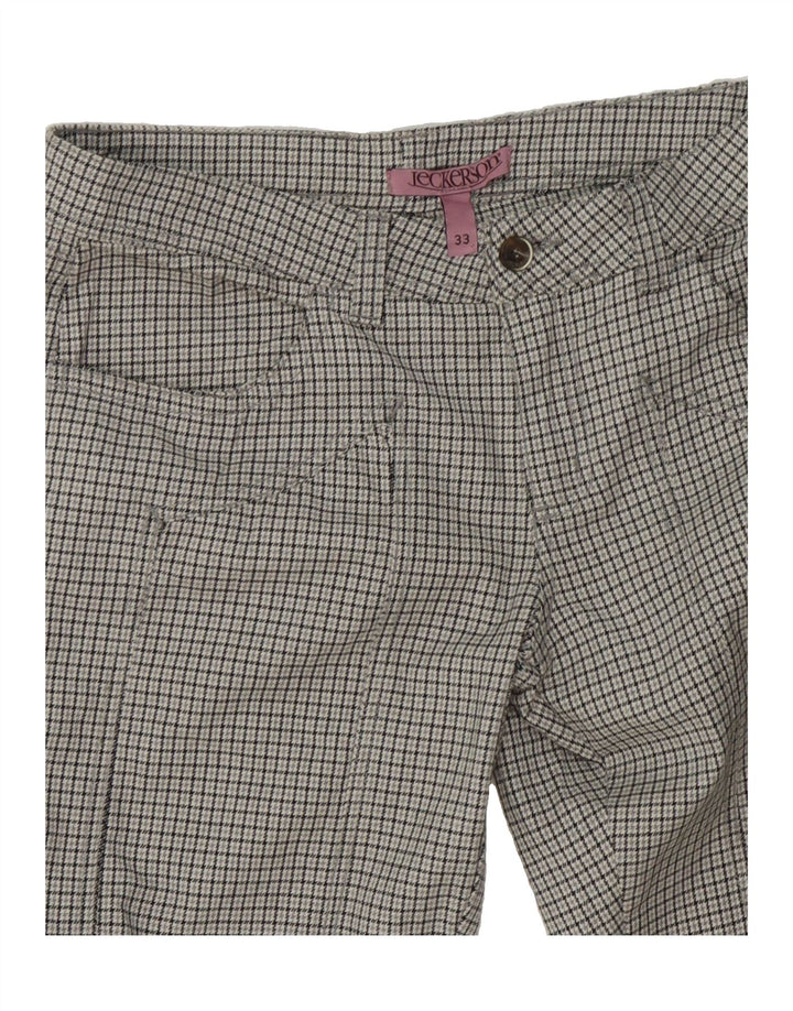 JECKERSON Womens Straight Casual Trousers W33 L33  Grey Houndstooth Cotton Vintage Jeckerson and Second-Hand Jeckerson from Messina Hembry 