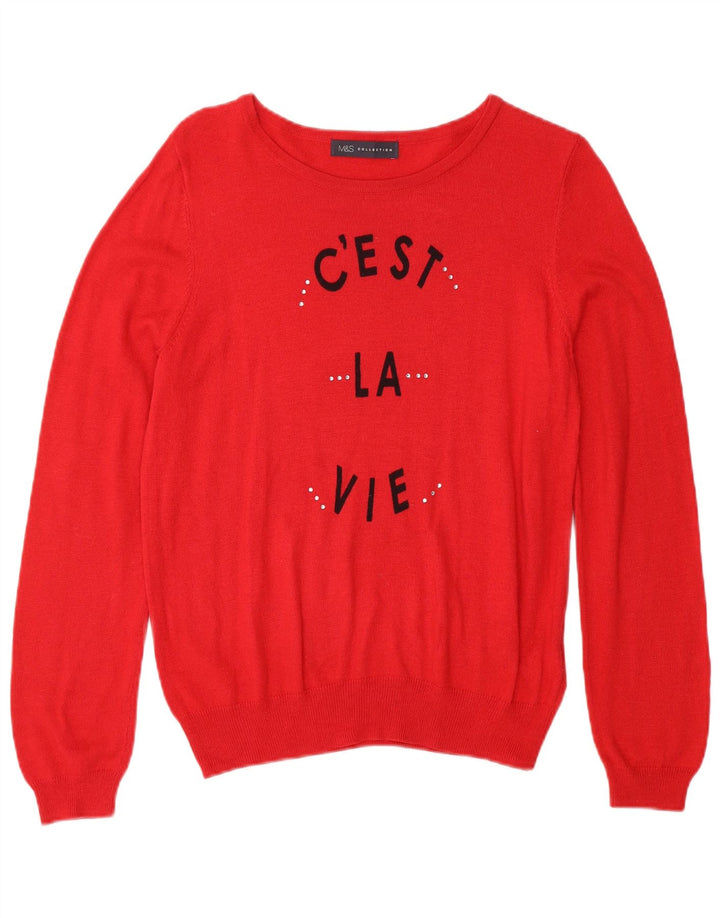 Suéter feminino com gola canoa MARKS & SPENCER Reino Unido 18 XL vermelho