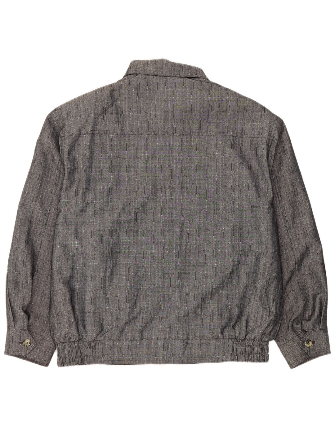Jaqueta bomber masculina vintage IT 50 grande poliéster cinza xadrez