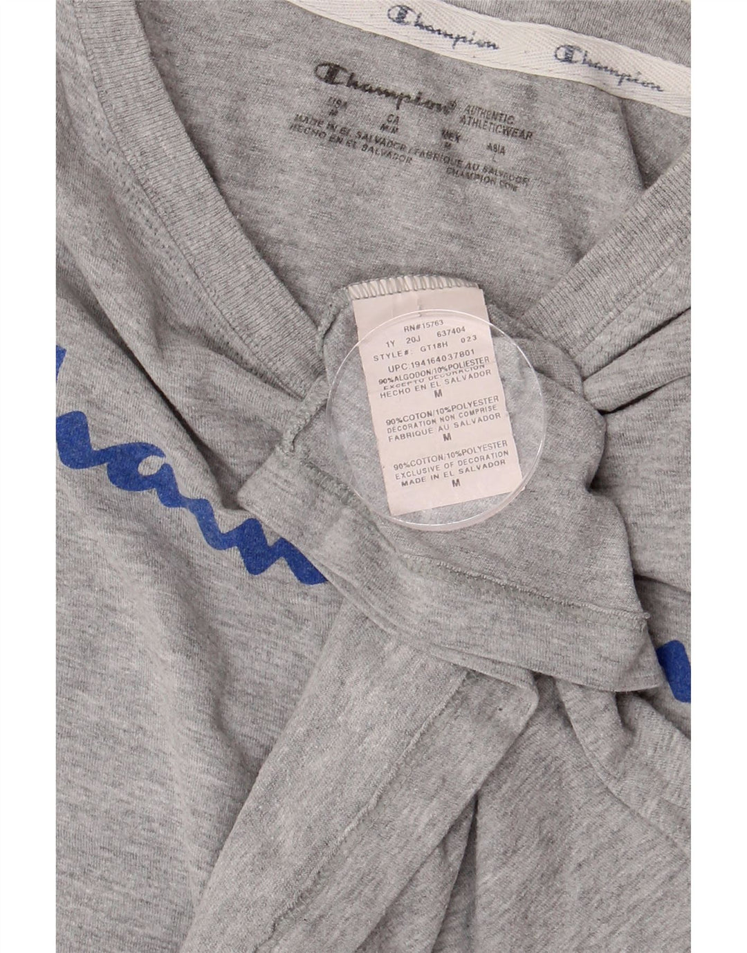 Camiseta feminina com estampa CHAMPION UK 12 algodão cinza médio