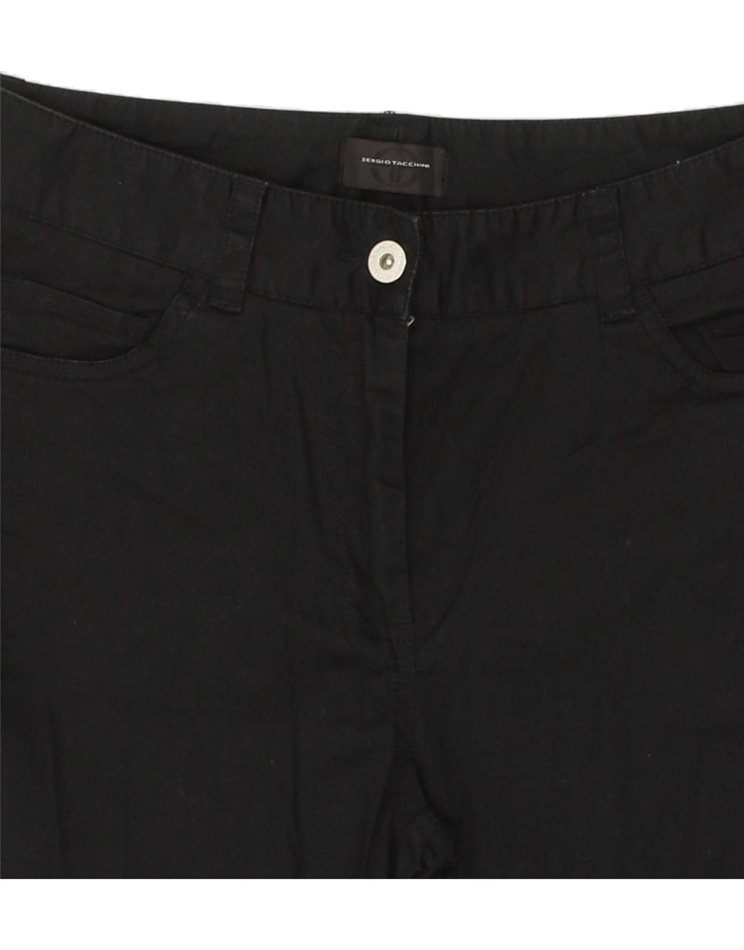 SERGIO TACCHINI Womens Straight Casual Trousers W27 L30 Black Cotton Vintage Sergio Tacchini and Second-Hand Sergio Tacchini from Messina Hembry 