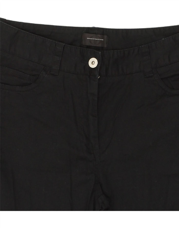 SERGIO TACCHINI Womens Straight Casual Trousers W27 L30 Black Cotton Vintage Sergio Tacchini and Second-Hand Sergio Tacchini from Messina Hembry 
