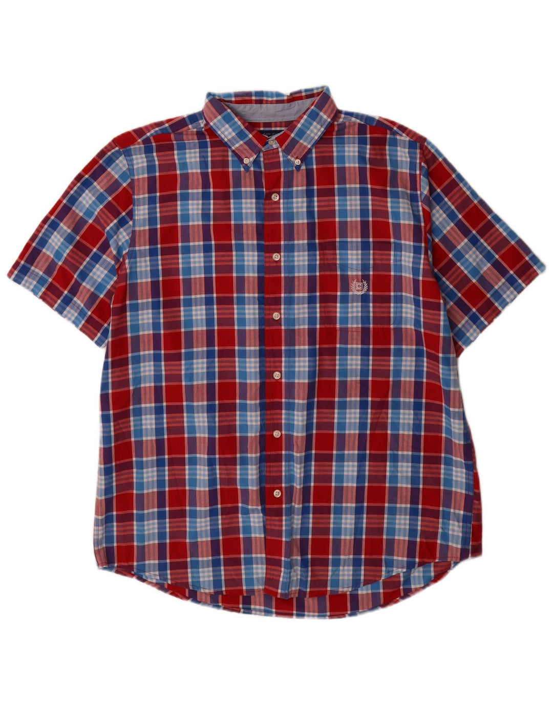 Camisa masculina de manga curta Chaps grande algodão xadrez vermelho