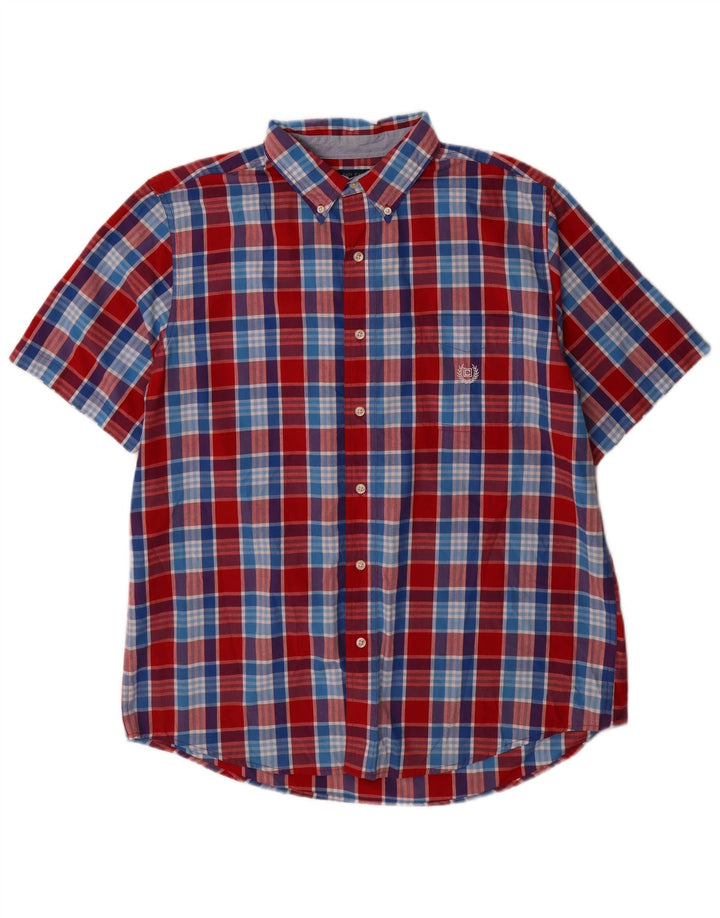 Camisa masculina de manga curta Chaps grande algodão xadrez vermelho