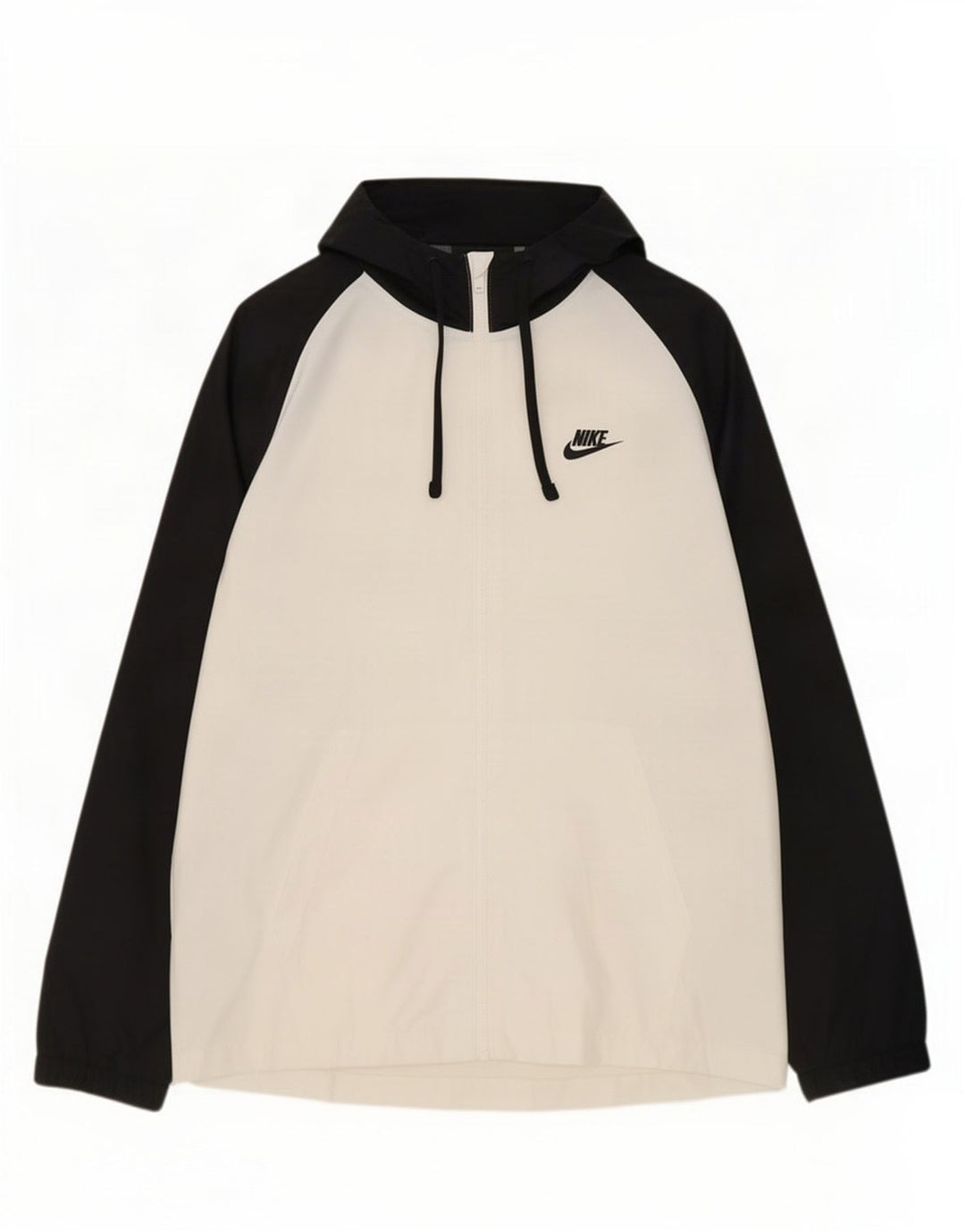 Jaqueta masculina Nike com capuz e moletom grande em poliéster colorido branco