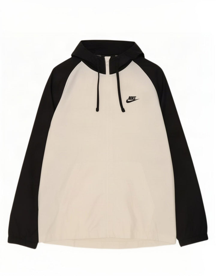 Jaqueta masculina Nike com capuz e moletom grande em poliéster colorido branco