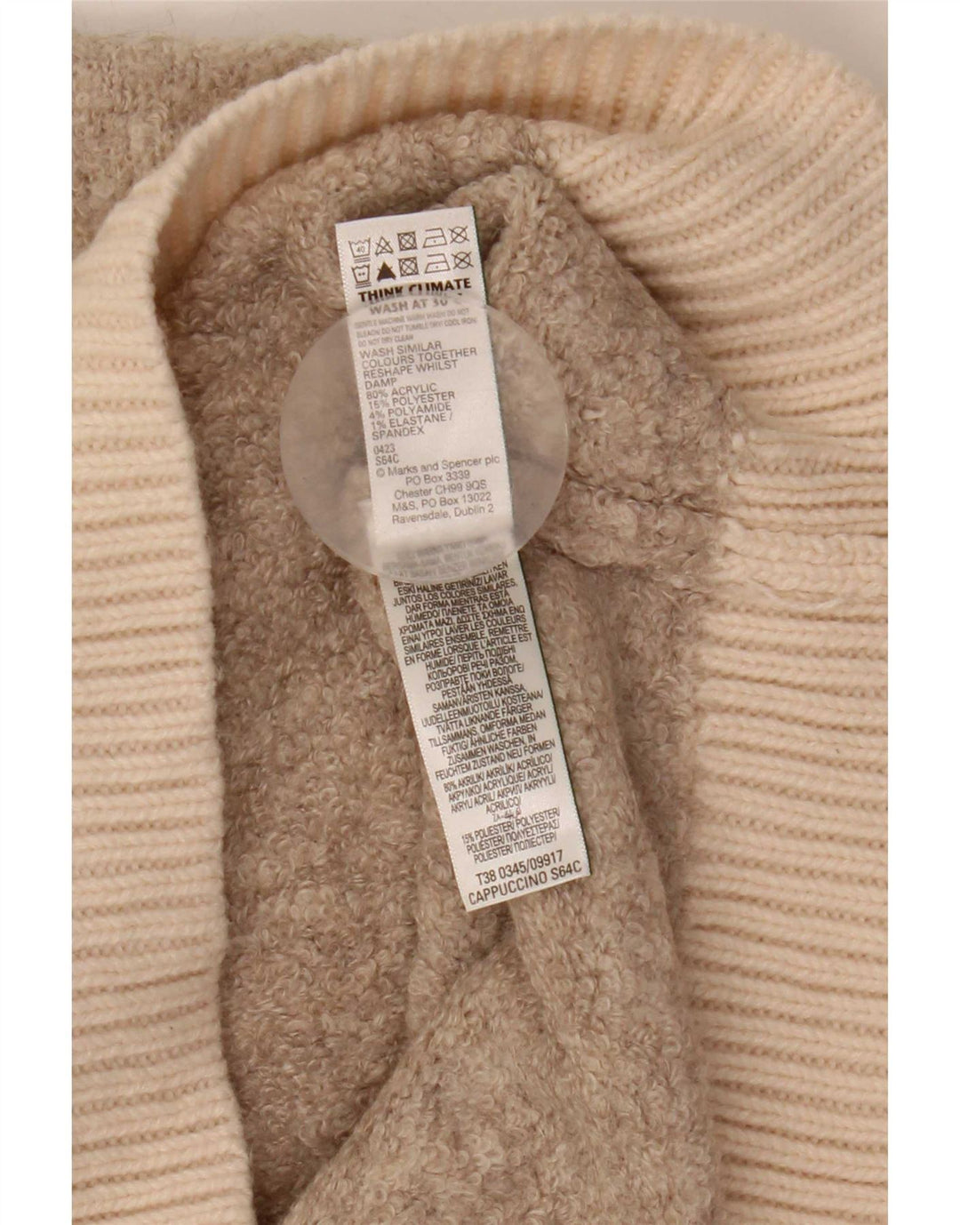 Suéter feminino Marks & Spencer com gola tartaruga Reino Unido 14 médio bege