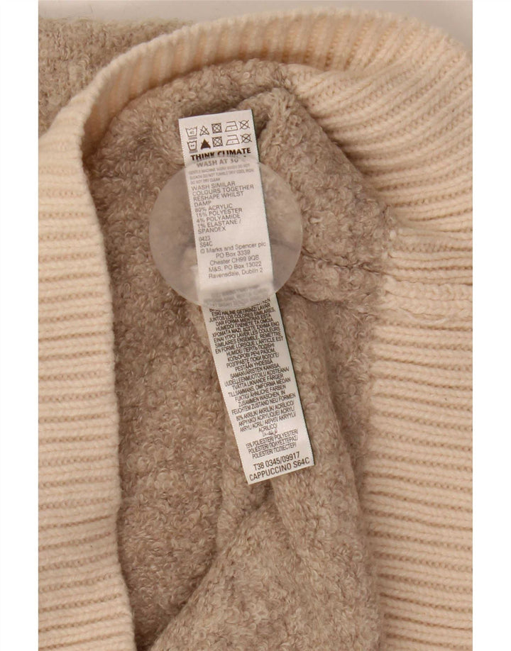 Suéter feminino Marks & Spencer com gola tartaruga Reino Unido 14 médio bege