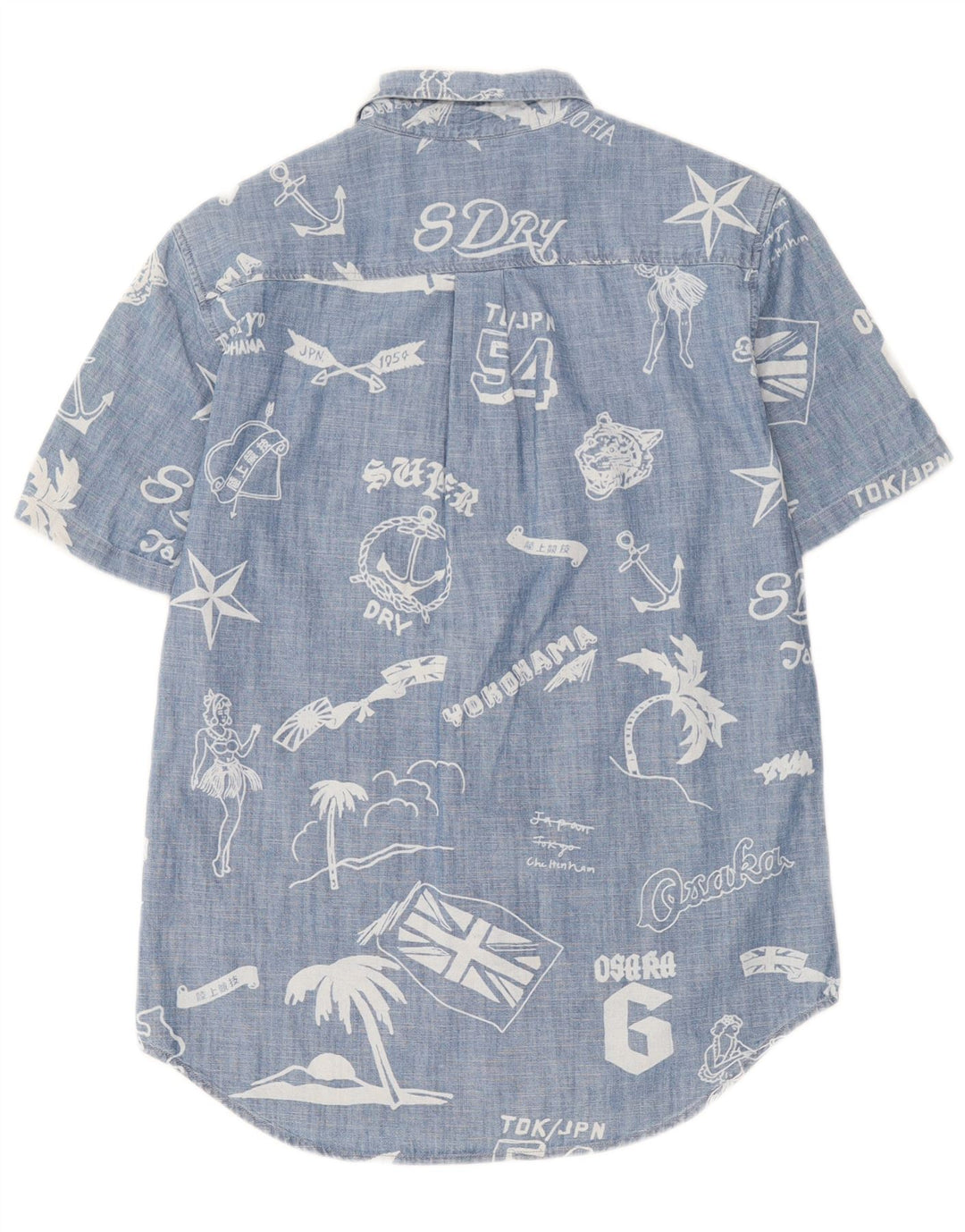 Camisa masculina Superdry Regular Fit Graphic manga curta pequena azul algodão