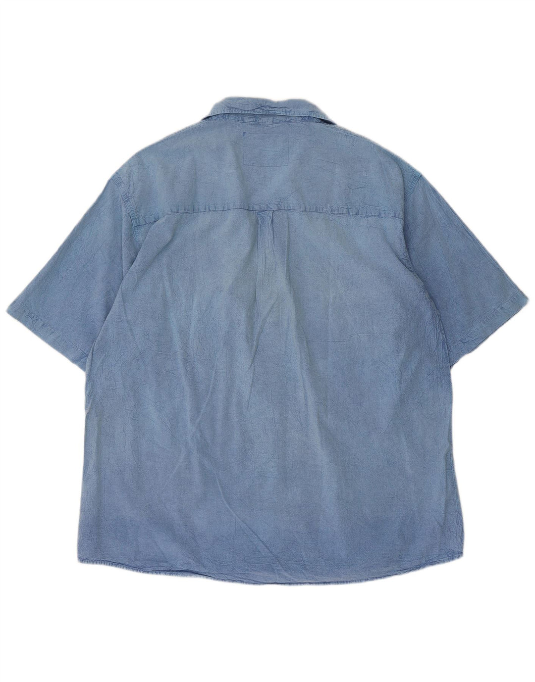 Camisa masculina vintage de manga curta grande azul