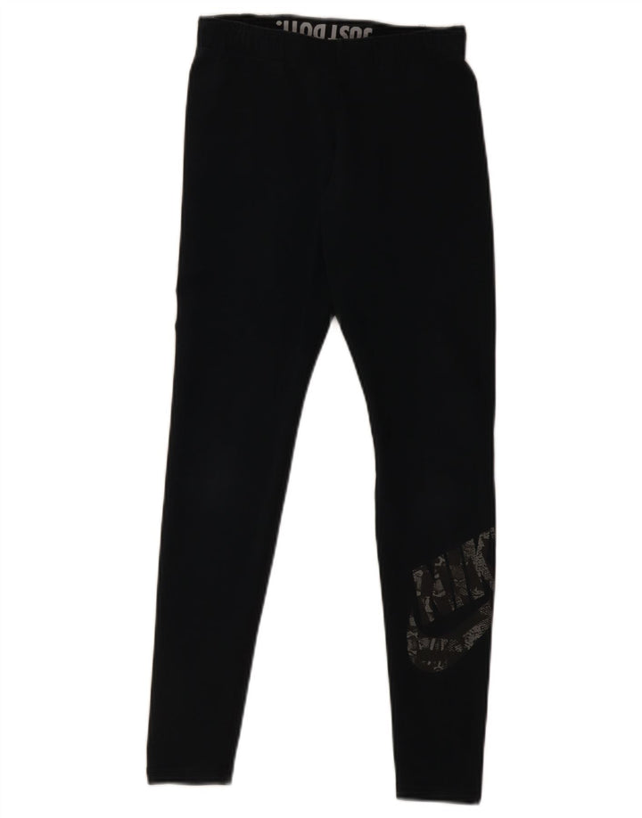 Leggings Nike Femininas Gráficas UK 10 Pequenas Algodão Preto