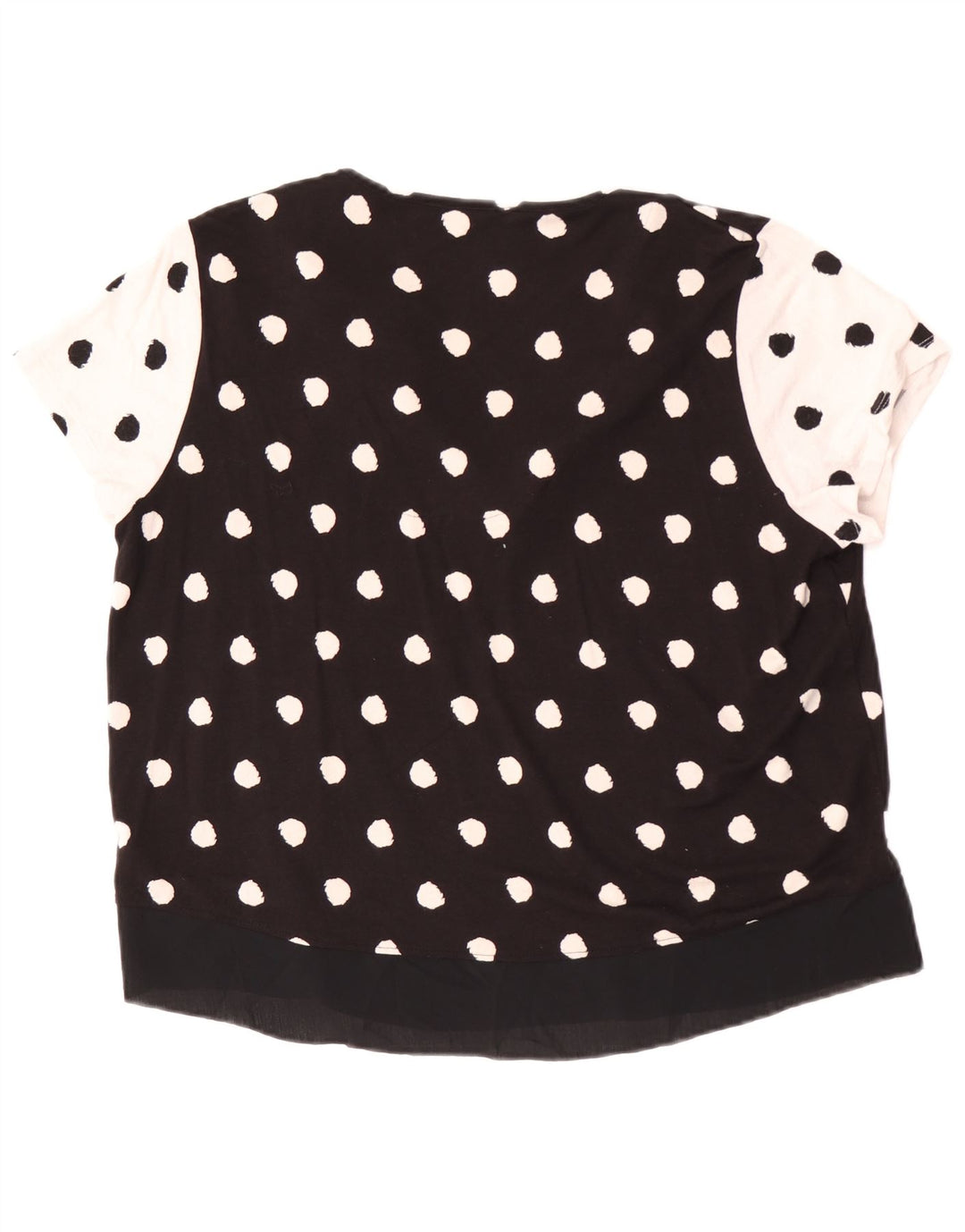 Blusa feminina Marks & Spencer Reino Unido 16 grande viscose preta de bolinhas