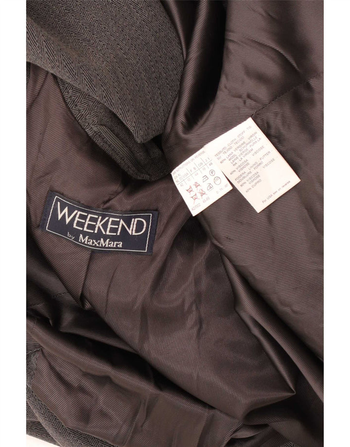 Max Mara Jaqueta blazer feminina de fim de semana Reino Unido 16 grande cinza Chevron