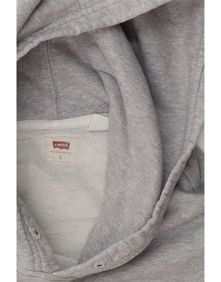 Suéter com capuz gráfico masculino LEVI'S grande algodão cinza