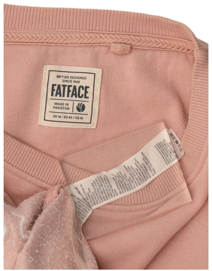 Suéter feminino grande FAT FACE Reino Unido 14 grande algodão floral rosa