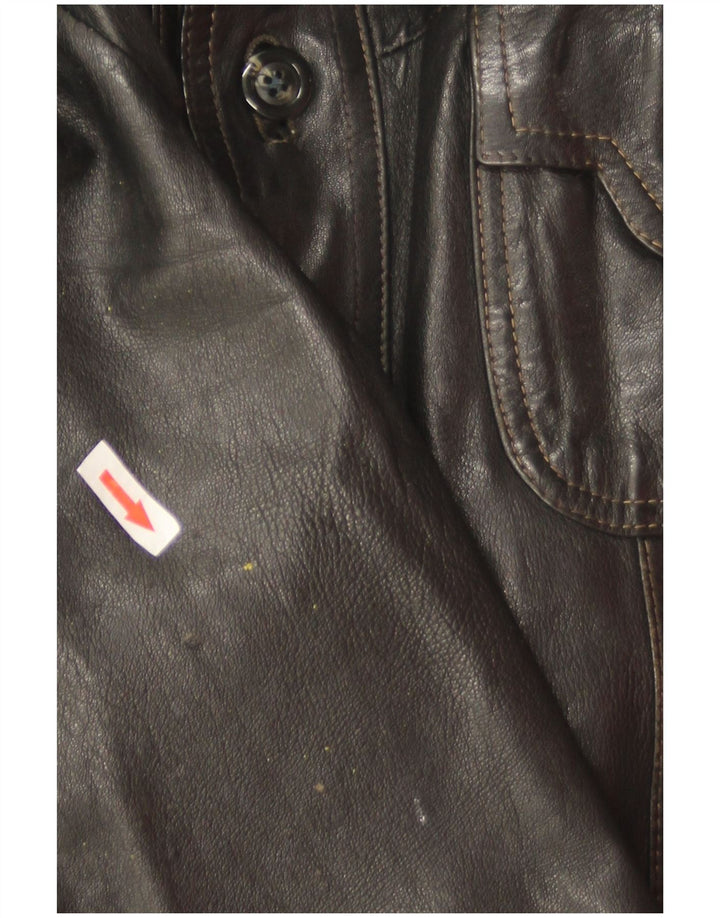 Jaqueta de couro masculina vintage UK 36 pequena preta
