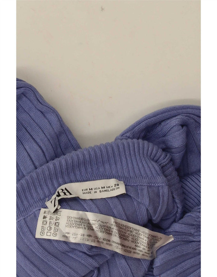 Zara Suéter feminino cropped oversized com gola redonda Reino Unido 12 médio roxo