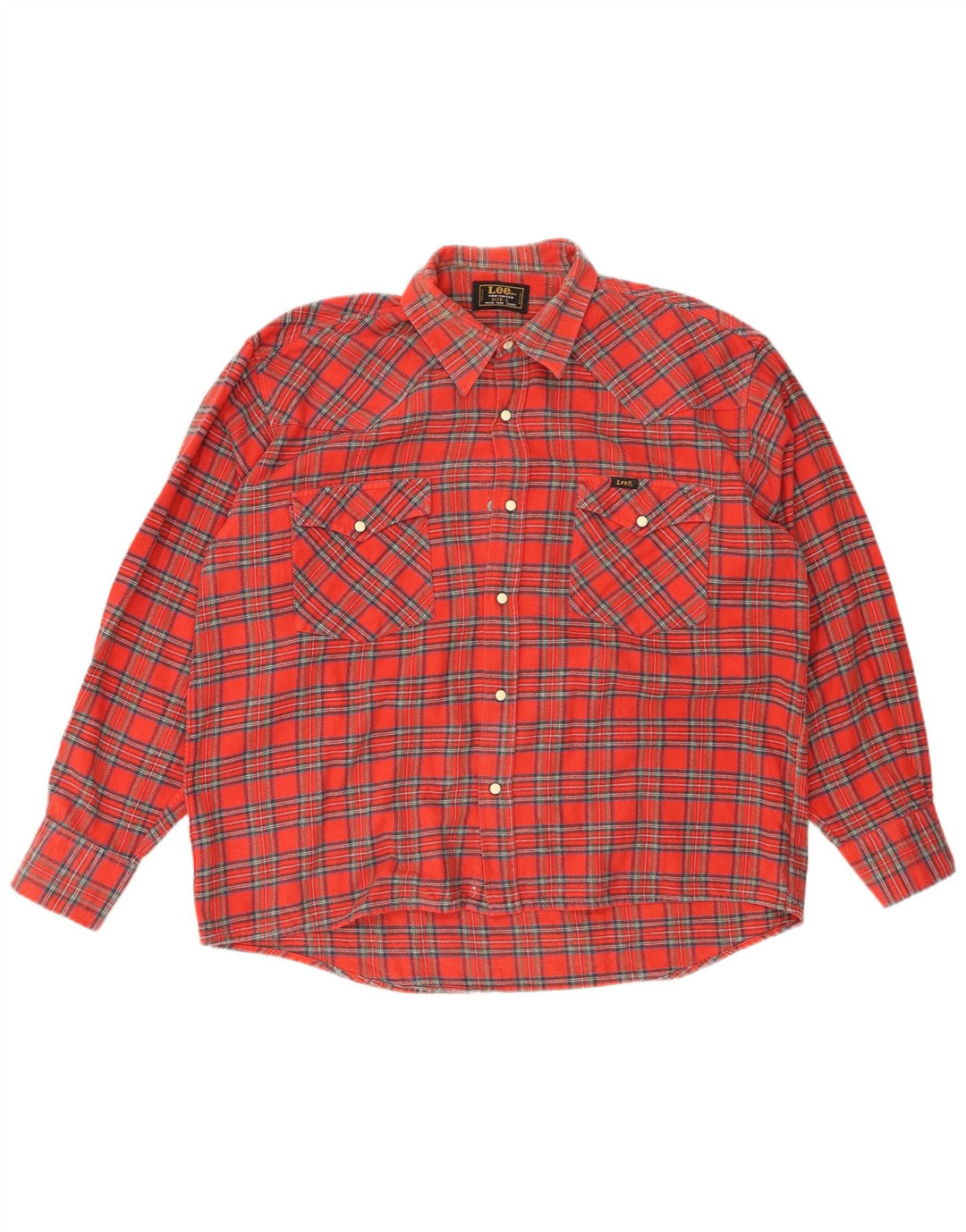 Camisa masculina de flanela LEE grande algodão xadrez vermelho