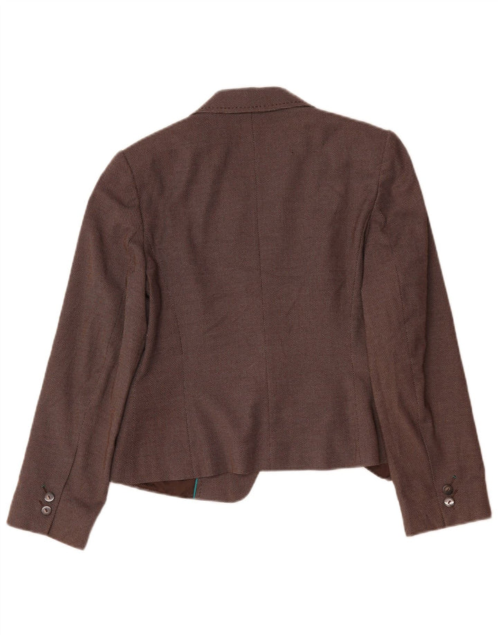 Jaqueta blazer feminina Marks & Spencer com 1 botão Reino Unido 12 marrom médio manchado