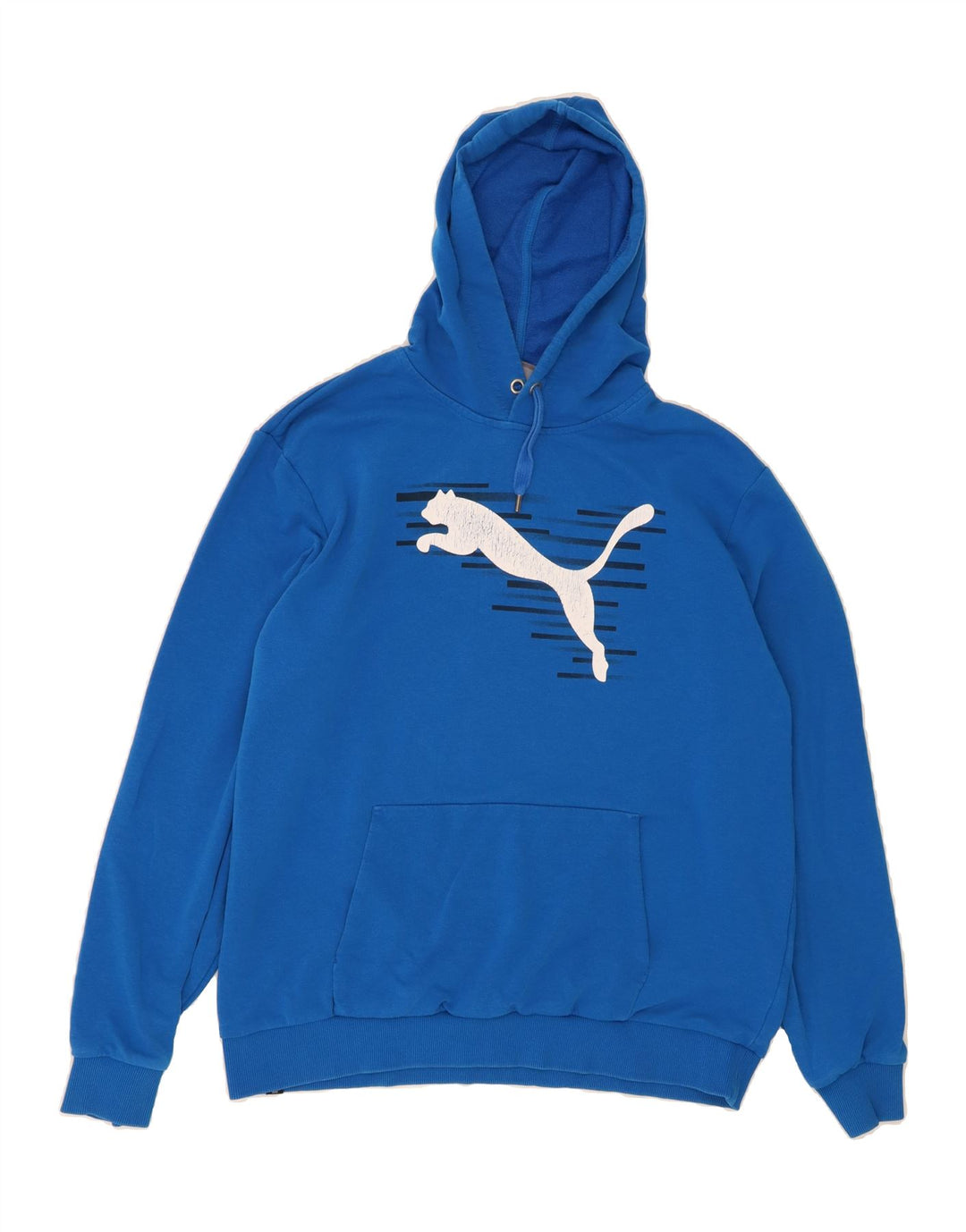 PUMA Mens Graphic Hoodie Jumper XL Blue Cotton Vintage Puma and Second-Hand Puma from Messina Hembry 