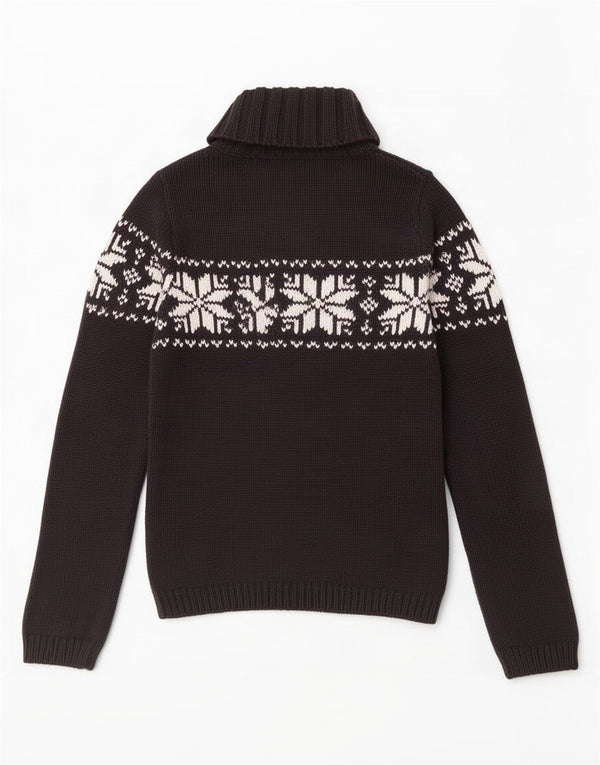 Suéter feminino S.Oliver com gola redonda Reino Unido 10 pequeno preto Fair Isle algodão