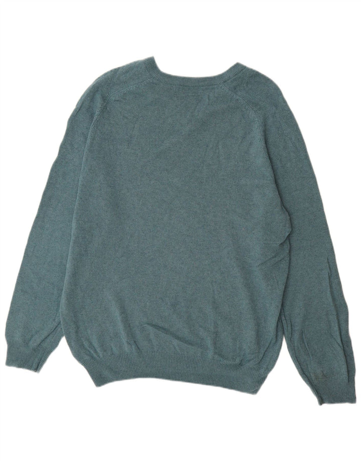 Suéter masculino Marks & Spencer Blue Harbor com decote em V grande verde