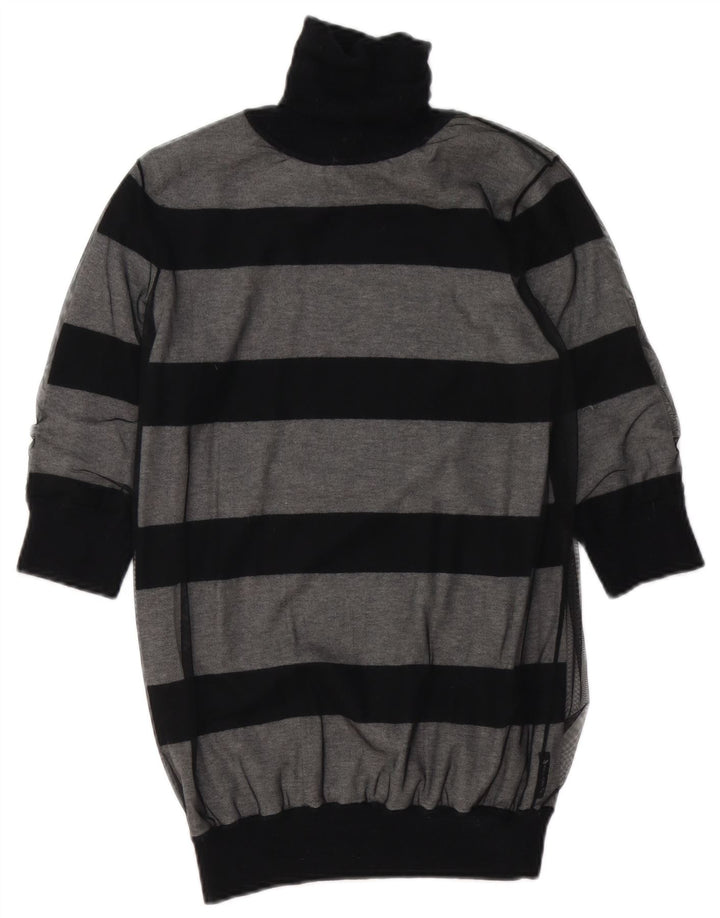 Suéter feminino Armani Jeans com gola redonda e listrado cinza médio UK 12