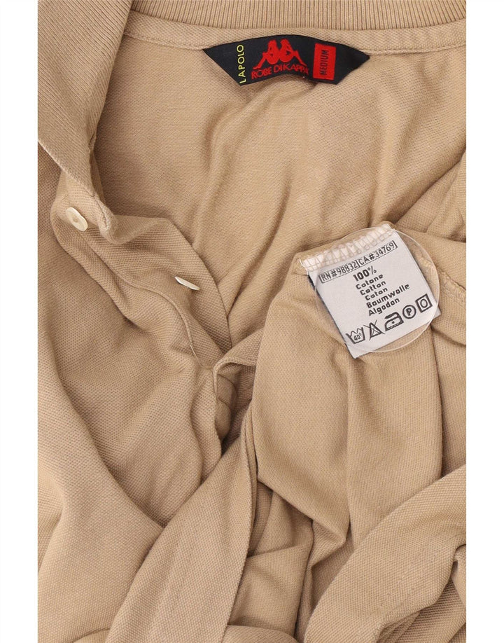 Camisa polo masculina de manga comprida Kappa algodão bege médio