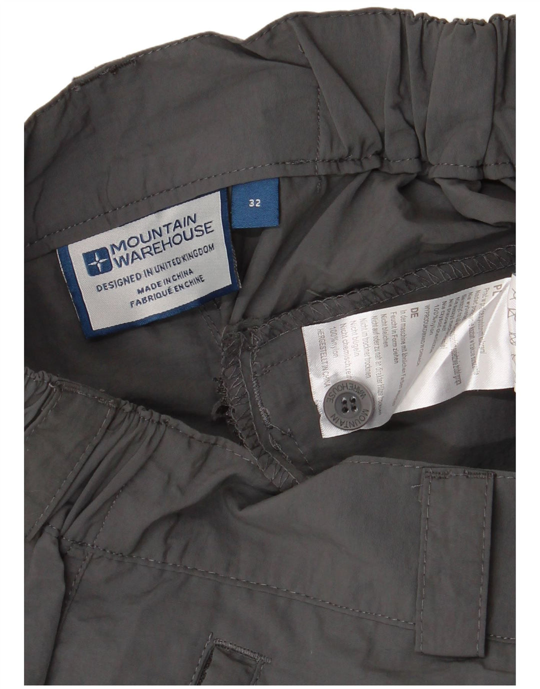 Shorts cargo masculino MOUNTAIN WAREHOUSE W32 nylon cinza médio