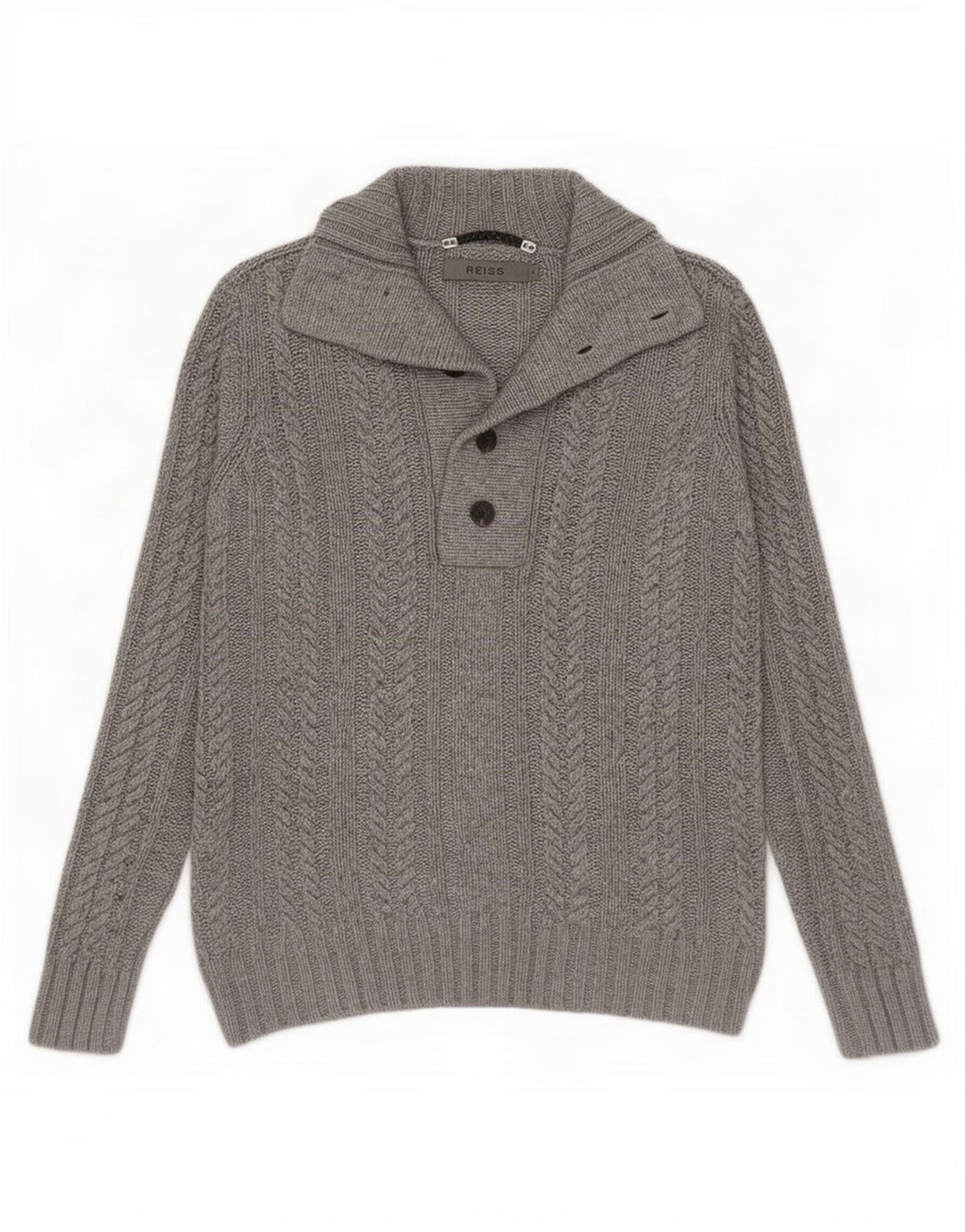 Suéter masculino Reiss com gola redonda e viscose cinza pequena