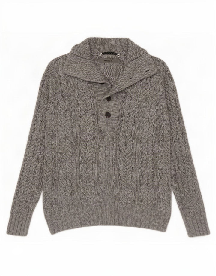 Suéter masculino Reiss com gola redonda e viscose cinza pequena
