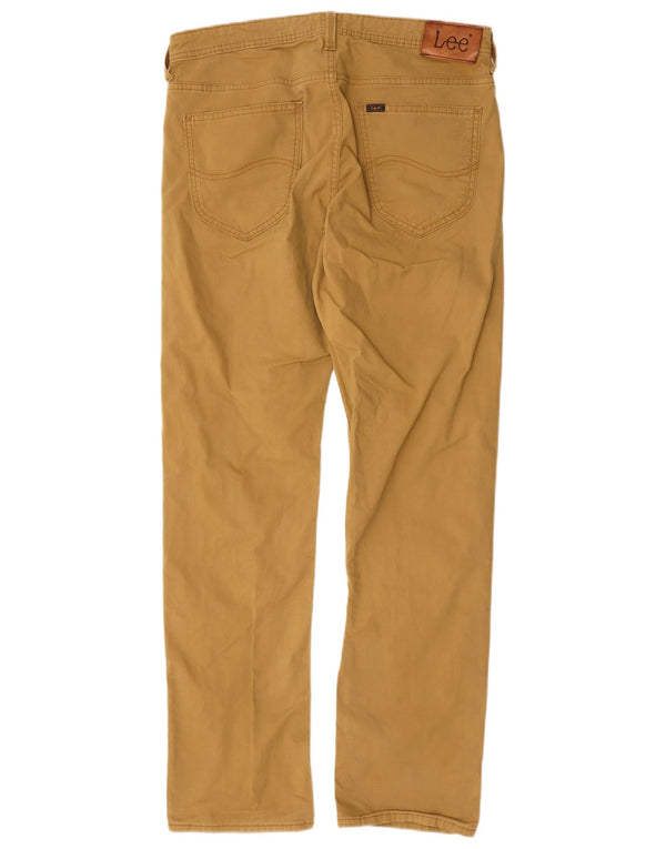 Lee Mens Daren Zip Fly Straight Casual Calças W33 L32 Algodão Bege