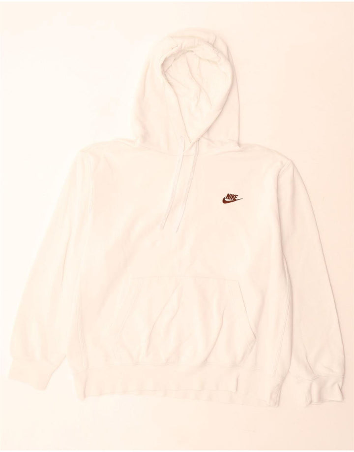 Nike Mens Hoodie Jumper Grande Algodão Branco