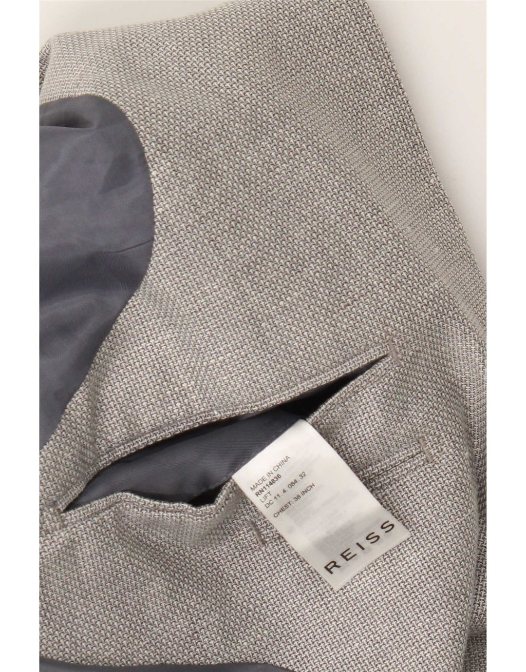 Jaqueta Blazer Masculina Reiss com 2 Botões Reino Unido 38 Lã Cinza Médio