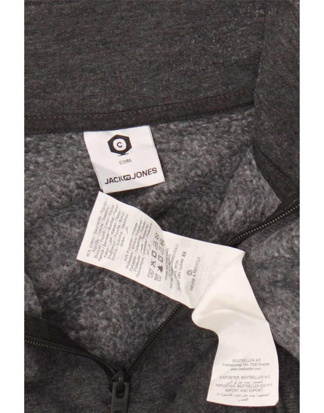 Suéter masculino Jack & Jones Core Zip com gola em bloco cinza médio