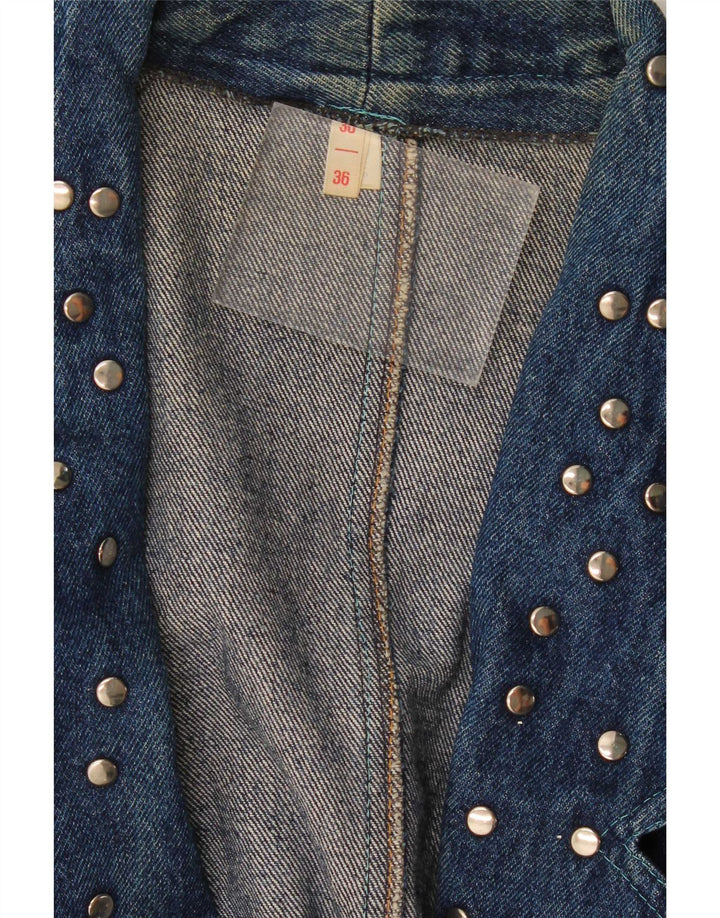 Jaqueta jeans feminina vintage de grandes dimensões IT 36 XS algodão azul