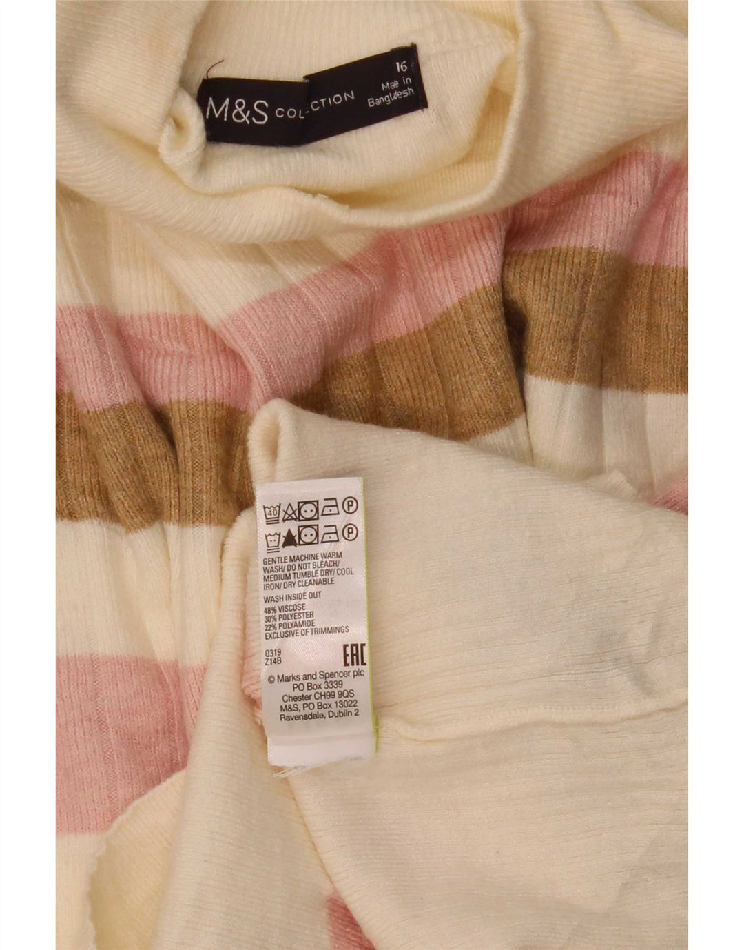 Suéter feminino Marks & Spencer com gola tartaruga Reino Unido 16 grande multicolorido