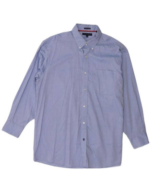 Camisa masculina Tommy Hilfiger Regular Fit tamanho 17 XL algodão azul