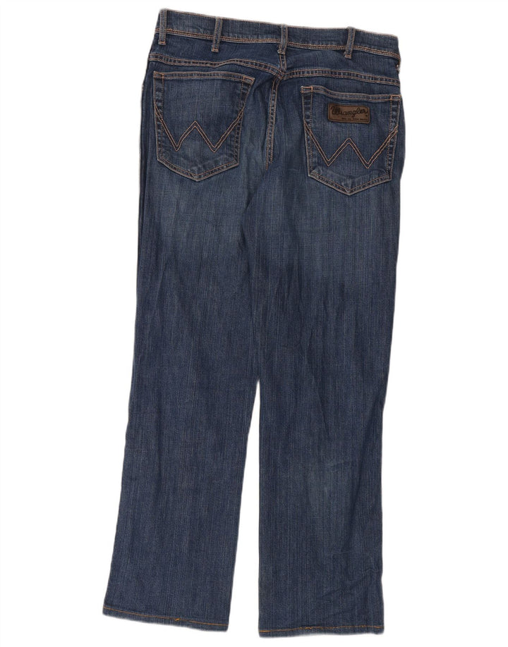 Wrangler Mens Straight Jeans W34 L32 Azul Algodão