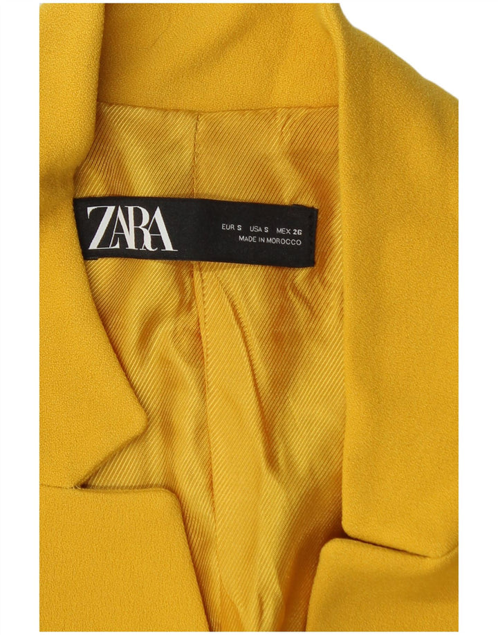 ZARA Womens Open Blazer Jacket UK 10 Pequeno Amarelo