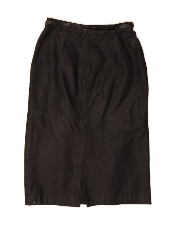 Saia feminina de couro VINTAGE IT 42 médio W28 couro preto