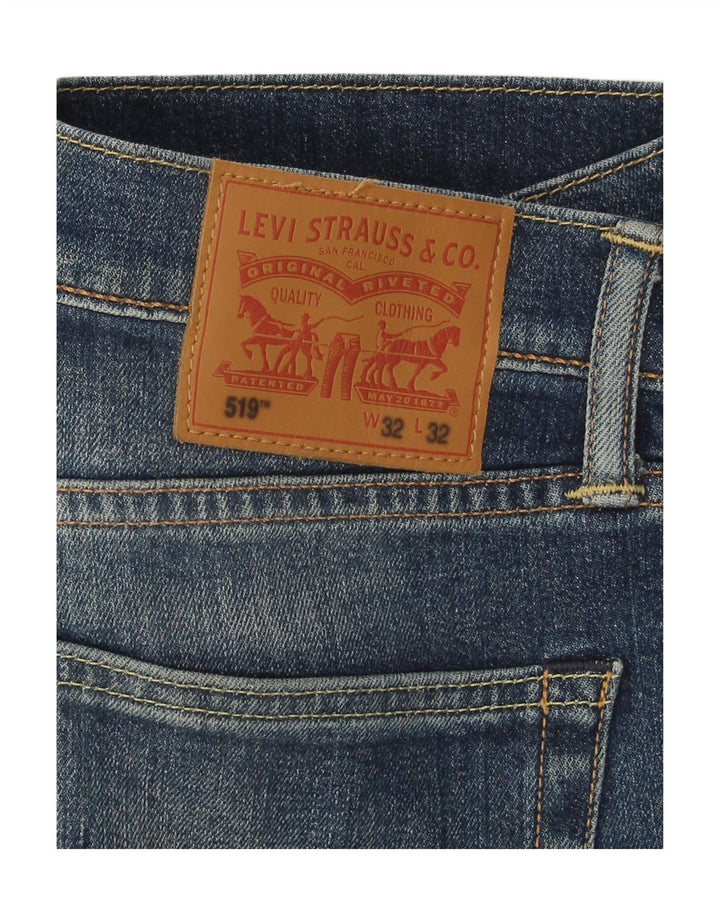 LEVI'S Feminino 519 Slim Jeans W32 L32 Azul Algodão