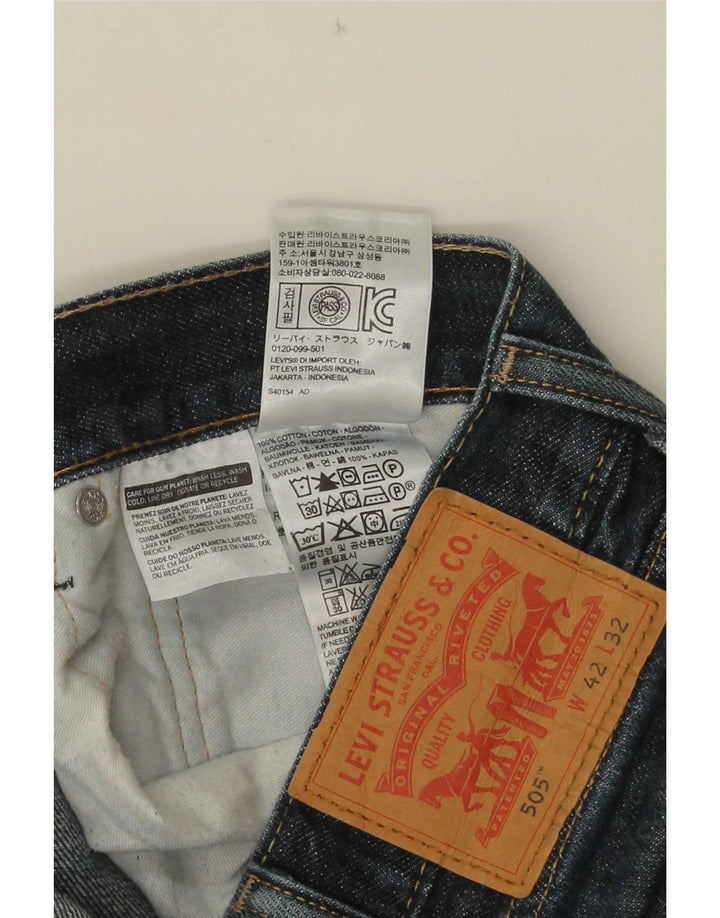 Levi's Masculino 505 Straight Jeans W42 L28 Azul Algodão