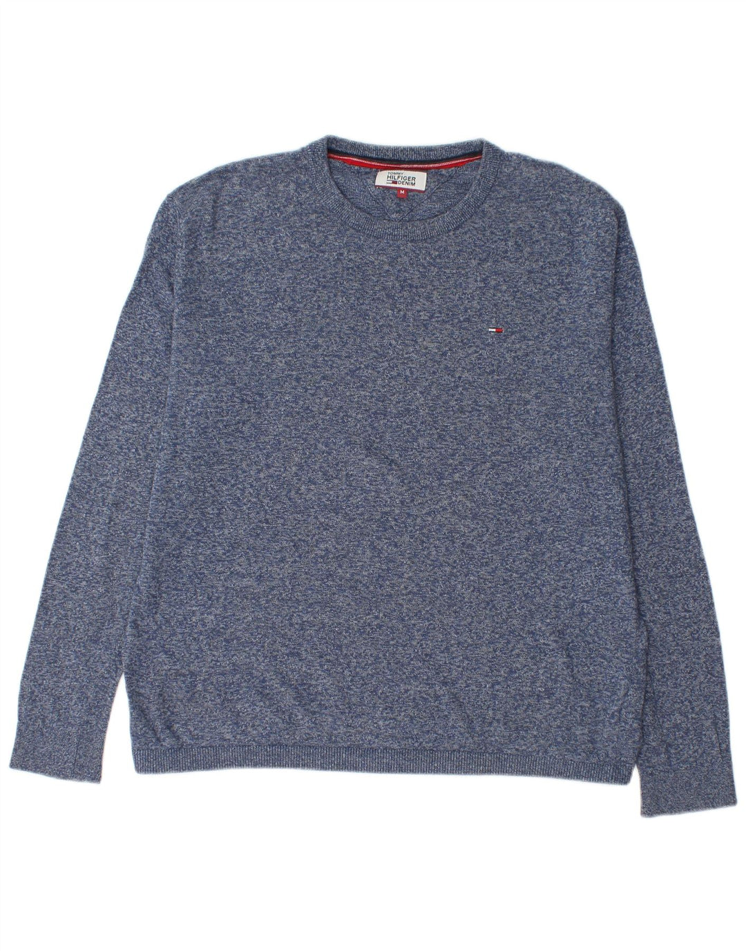 Suéter masculino Tommy Hilfiger com gola redonda, médio azul marinho manchado